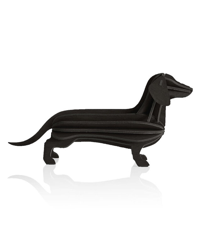 LOVI Lovi Teckel zwart berkenhout 3D - dier DIY pakketje