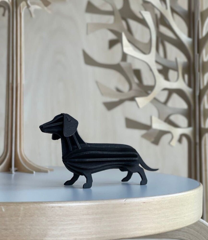 LOVI Lovi Teckel black birch wood 3D - animal DIY package LOVI Lovi Teckel black birch wood 3D - animal DIY package