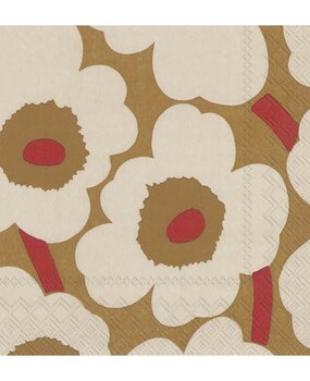 Marimekko Marimekko Unikko Papieren Servetten 33x33cm donker creme rood Marimekko Marimekko Unikko Papieren Servetten 33x33cm donker creme rood
