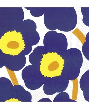 Marimekko Marimekko Unikko Papieren Servetten 33x33cm donkerblauw Marimekko Marimekko Unikko Papieren Servetten 33x33cm donkerblauw