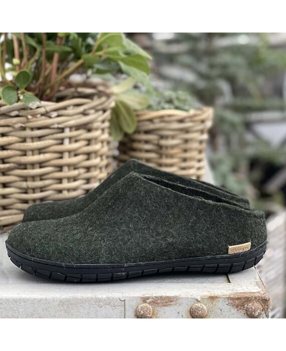 Glerups Slip-on met zwart rubber zool (diverse maten) Forest Pantoffel