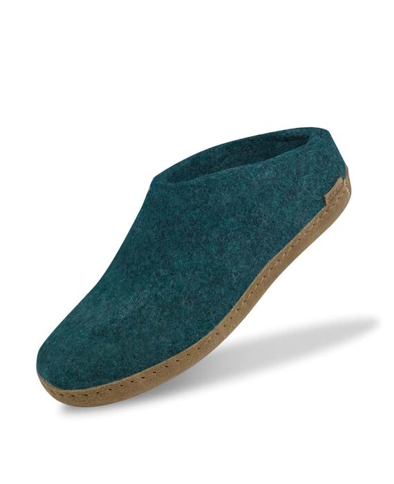 Glerups Slip-on met leren zool (diverse maten) Petrol Pantoffel