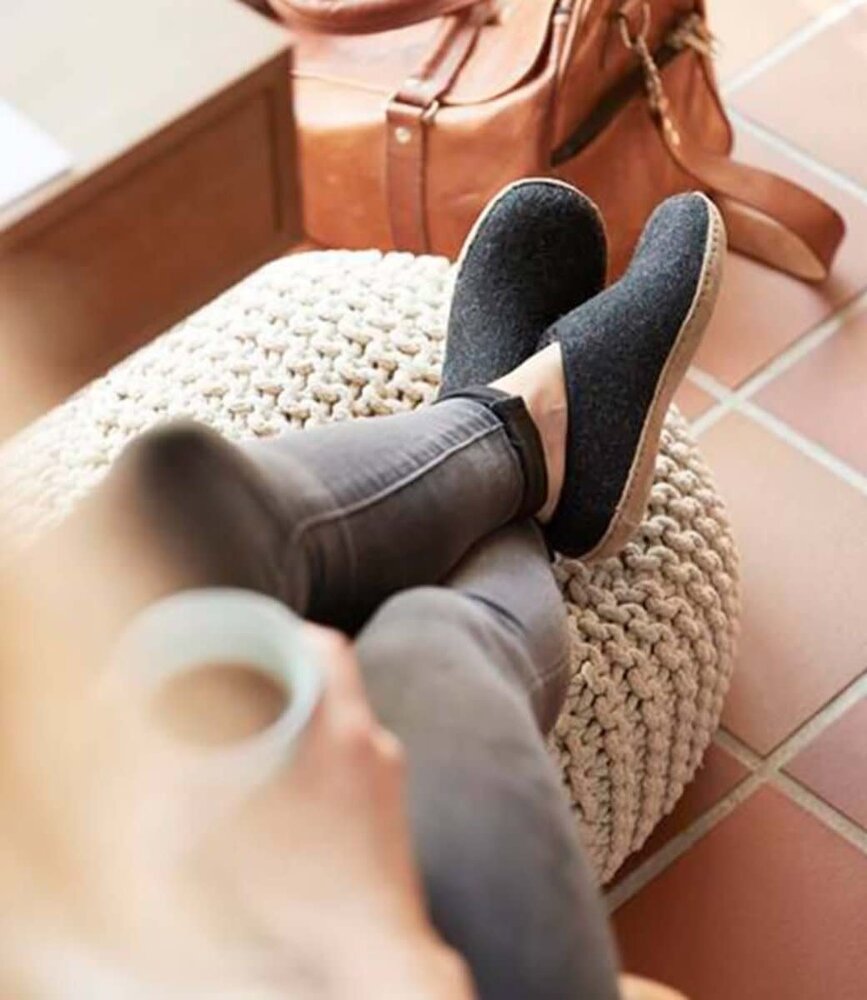 Glerups Glerups Slip-on with leather sole (various sizes) Charcoal Slipper Glerups Glerups Slip-on with leather sole (various sizes) Charcoal Slipper