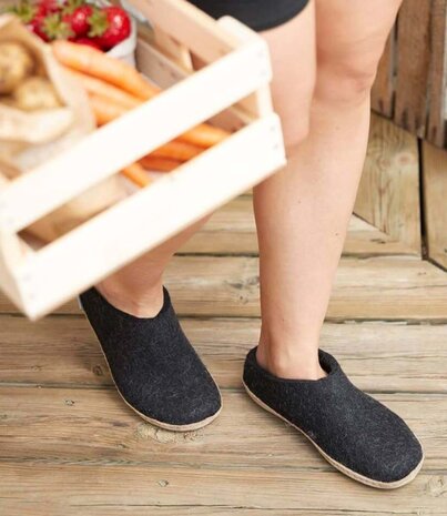 Glerups Glerups Slip-on with leather sole (various sizes) Charcoal Slipper Glerups Glerups Slip-on with leather sole (various sizes) Charcoal Slipper