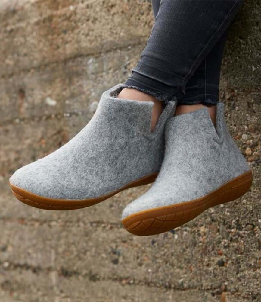 Glerups Glerups Boot Slipper with rubber honey sole (various sizes) Grey Glerups Glerups Boot Slipper with rubber honey sole (various sizes) Grey