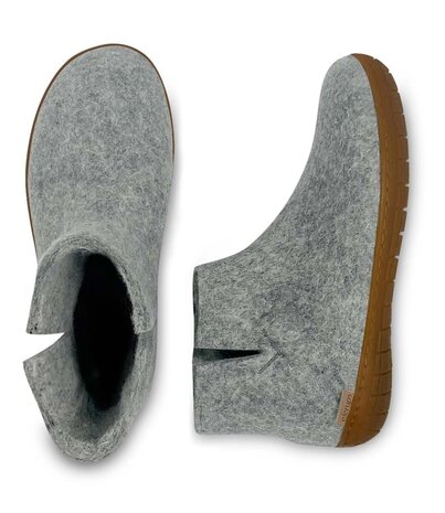 Glerups Glerups Boot Slipper with rubber honey sole (various sizes) Grey Glerups Glerups Boot Slipper with rubber honey sole (various sizes) Grey