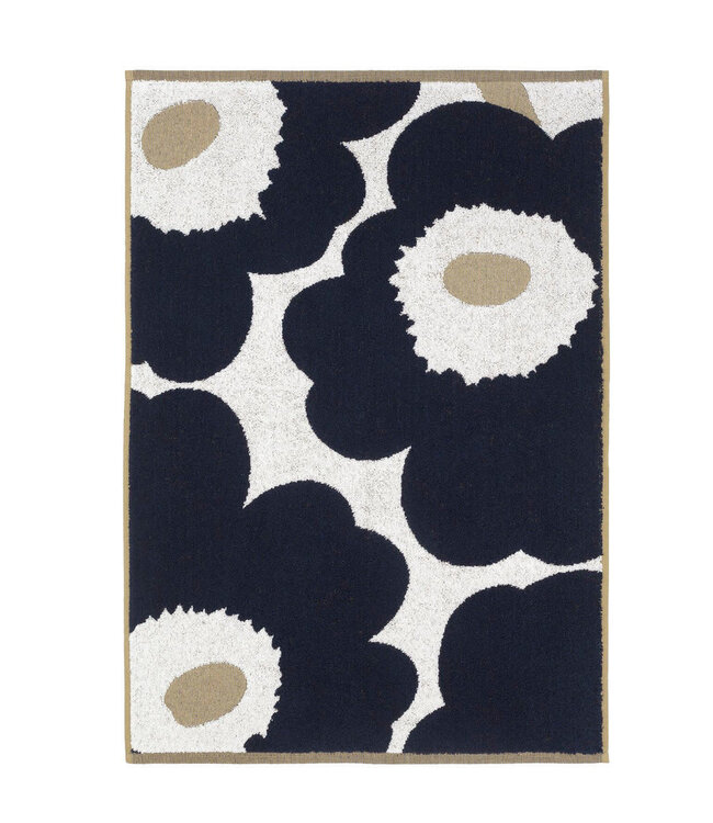 Marimekko Marimekko Unikko handdoek 50x70cm donkerblauw goudtint