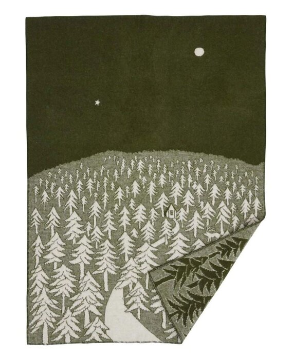 Klippan House in the Forest 130x180cm wollen plaid 100% lamswol Groen
