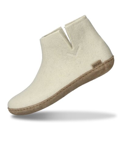 Glerups Glerups Boot Slipper White with leather sole (various sizes) Glerups Glerups Boot Slipper White with leather sole (various sizes)