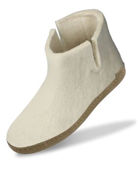 Glerups Glerups Boot Slipper White with leather sole (various sizes) Glerups Glerups Boot Slipper White with leather sole (various sizes)