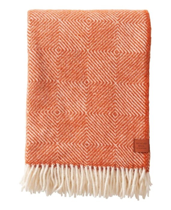 Klippan Gooseye wollen plaid 130x200 van 25% gerecycled Wol Orange