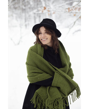 Lapuan Kankurit Lapuan Kankurit Uni wollen omslag sjaal met zakken 60x170 Olijfgroen