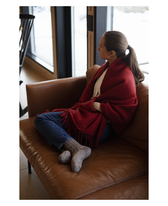 Lapuan Kankurit Uni wollen omslag sjaal met zakken 60x170 Donkerrood