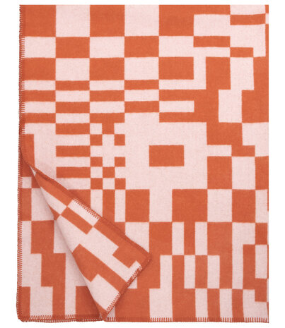 Lapuan Kankurit Lapuan Kankurit Koodi 130x180cm wollen plaid oranje roze Lapuan Kankurit Lapuan Kankurit Koodi 130x180cm wollen plaid oranje roze
