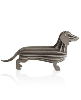 LOVI Lovi Teckel grijs berkenhout 3D - dier DIY pakketje