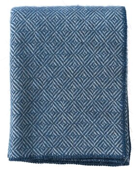Klippan Klippan Diamonds plaid 30% Alpaca Wol 130x180 sea blue Klippan Klippan Diamonds plaid 30% Alpaca Wol 130x180 sea blue