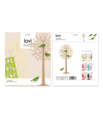 LOVI Lovi Birch wood tree 34cm with 3 green birds - natural 3D tree DIY package LOVI Lovi Birch wood tree 34cm with 3 green birds - natural 3D tree DIY package