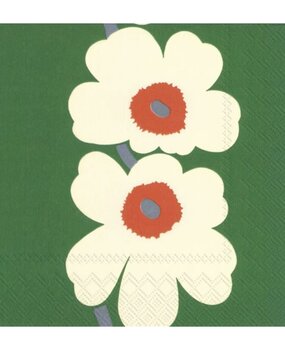 Marimekko Marimekko Unikko 60-jarig Jubileum editie Papieren Servetten 33x33cm Groen Marimekko Marimekko Unikko 60-jarig Jubileum editie Papieren Servetten 33x33cm Groen