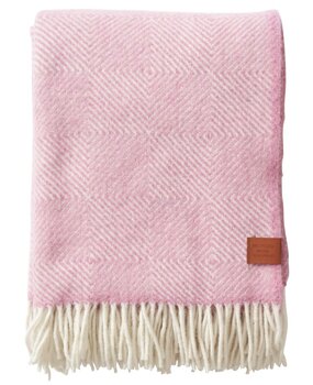 Klippan Klippan Gooseye wool plaid 130x200 made of 25% recycled wool pink