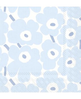 Marimekko Marimekko Mini Unikko Paper Napkins 33x33cm light blue Marimekko Marimekko Mini Unikko Paper Napkins 33x33cm light blue