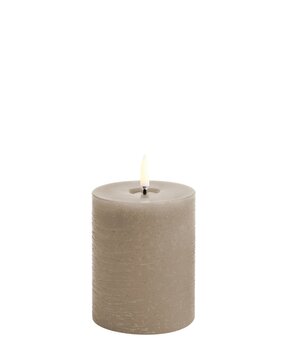 Uyuni Lighting Uyuni Lighting LED Wax pillar candle Ø7.8 x 10cm with melted center Sandstone