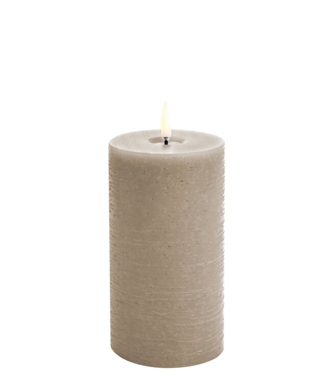 Uyuni Lighting Uyuni Lighting LED Wax pillar candle Ø7.8 x 15cm with melted center Sandstone