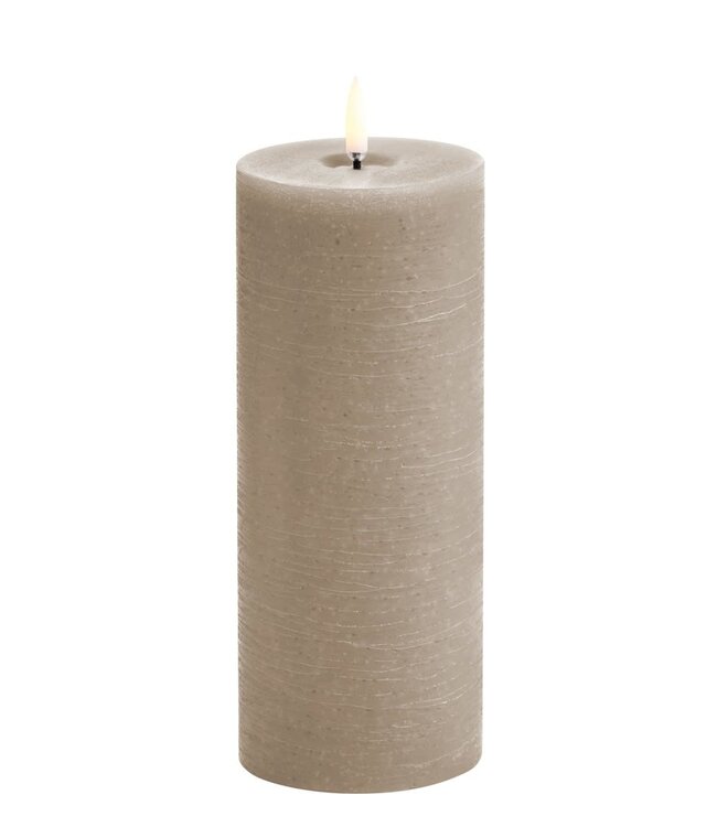 Uyuni Lighting Uyuni Lighting LED Wax pillar candle Ø7.8 x 20cm with melted center Sandstone