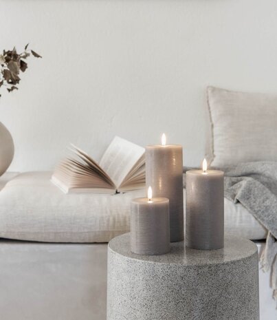 Uyuni Lighting Uyuni Lighting LED Wax pillar candle Ø7.8 x 20cm with melted center Sandstone Uyuni Lighting Uyuni Lighting LED Wax pillar candle Ø7.8 x 20cm with melted center Sandstone