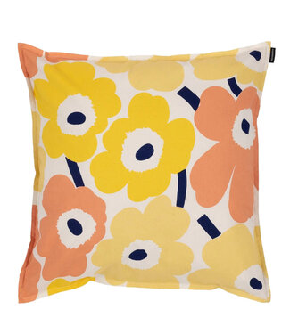 Marimekko Marimekko Pieni Unikko kussenhoes 50x50cm geel perzik blauw