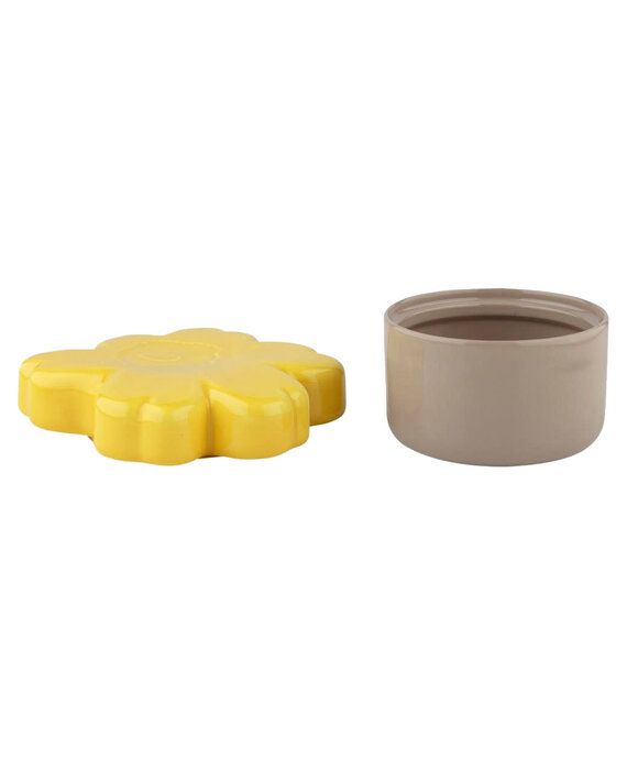 Marimekko Unikko opbergpot 60-jarig jubileum verzamelobject 19x11cm terra-lente geel