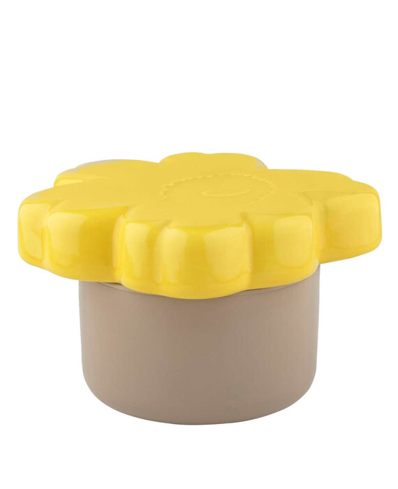 Marimekko Unikko opbergpot 60-jarig jubileum verzamelobject 19x11cm terra-lente geel