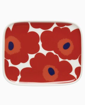 Marimekko Marimekko Unikko plate 12x15cm red Marimekko Marimekko Unikko plate 12x15cm red