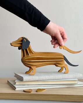 LOVI Lovi Teckel kaneel bruin 31cm berkenhout 3D - dier DIY pakketje