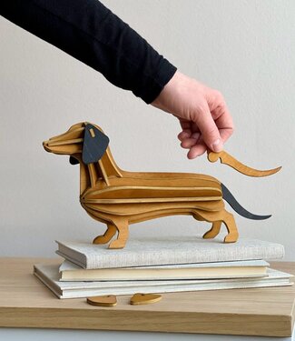 LOVI Lovi Teckel kaneel bruin 31cm berkenhout 3D - dier DIY pakketje