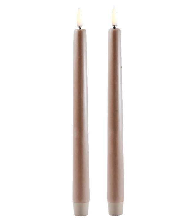 Uyuni Lighting Uyuni Lighting LED Wax dinner candle 2 pcs Ø2.3 x 25cm Sandstone