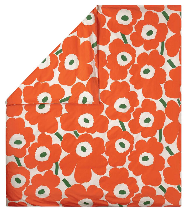 Marimekko Marimekko Unikko dekbedovertrek 240x220cm (excl. kussenslopen)  groen oranje