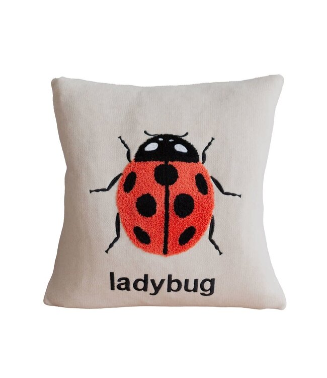 Funky Doris Funky Doris Ladybug cushion cover knitted 100% cotton 38x38cm incl. inner cushion