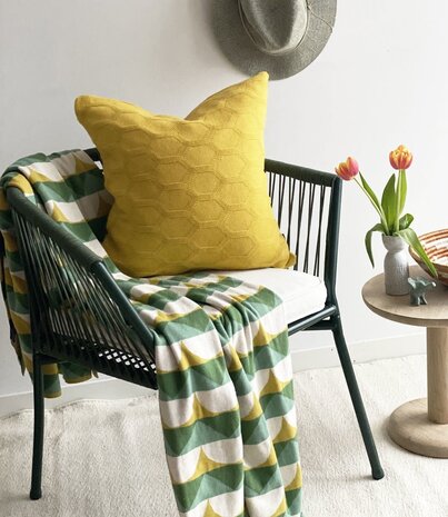 Funky Doris Funky Doris Herdis cushion cover knitted 100% cotton 48x48cm yellow excl. Inner cushion Funky Doris Funky Doris Herdis cushion cover knitted 100% cotton 48x48cm yellow excl. Inner cushion