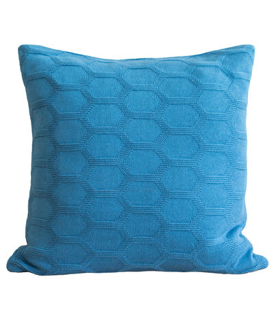 Funky Doris Funky Doris Herdis cushion cover knitted 100% cotton 48x48cm blue excl. inner cushion Funky Doris Funky Doris Herdis cushion cover knitted 100% cotton 48x48cm blue excl. inner cushion