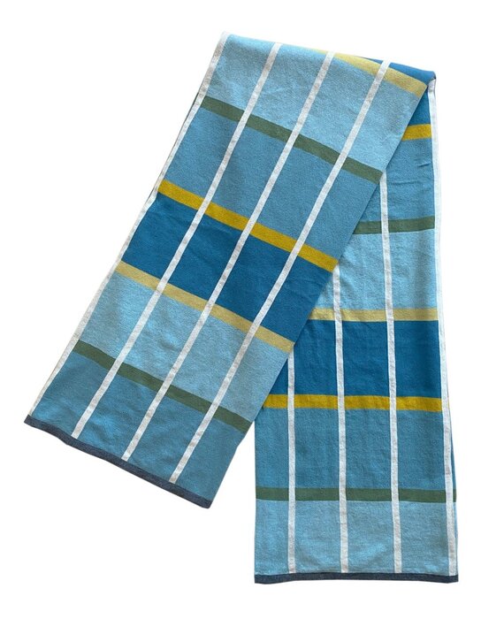 Funky Doris Alvin plaid gebreid 100% katoen 130x170cm Blauw