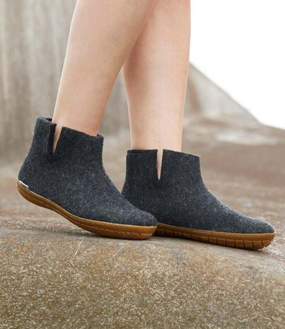 Glerups Glerups Boot with rubber honey sole (various sizes) Charcoal Slipper Glerups Glerups Boot with rubber honey sole (various sizes) Charcoal Slipper