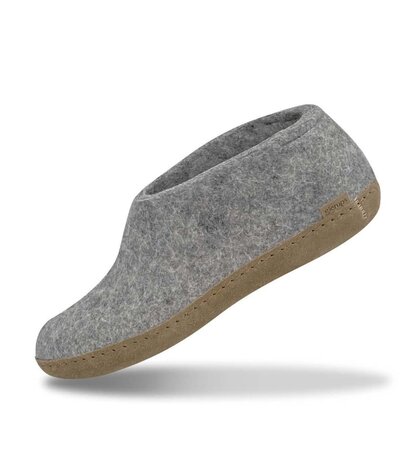 Glerups Glerups Shoe with leather sole (various sizes) Grey Slipper Glerups Glerups Shoe with leather sole (various sizes) Grey Slipper