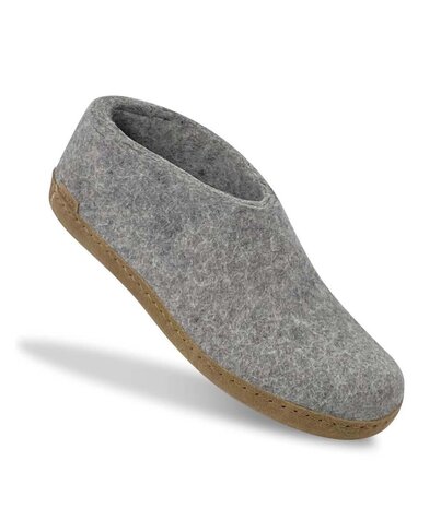 Glerups Glerups Shoe with leather sole (various sizes) Grey Slipper Glerups Glerups Shoe with leather sole (various sizes) Grey Slipper