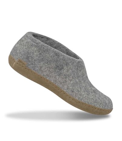 Glerups Glerups Shoe with leather sole (various sizes) Grey Slipper Glerups Glerups Shoe with leather sole (various sizes) Grey Slipper