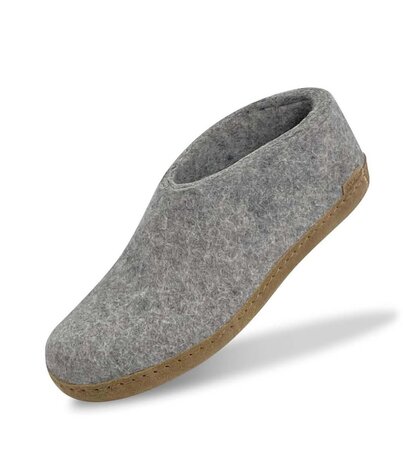 Glerups Glerups Shoe with leather sole (various sizes) Grey Slipper Glerups Glerups Shoe with leather sole (various sizes) Grey Slipper