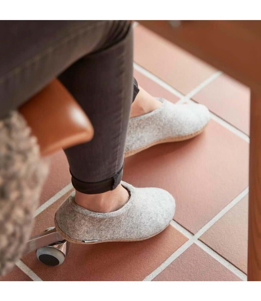 Glerups Glerups Shoe with leather sole (various sizes) Grey Slipper Glerups Glerups Shoe with leather sole (various sizes) Grey Slipper