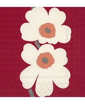 Marimekko Marimekko Unikko 60-jarig Jubileum editie Papieren Servetten 33x33cm rood Marimekko Marimekko Unikko 60-jarig Jubileum editie Papieren Servetten 33x33cm rood