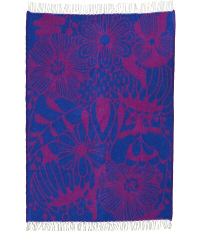 Klippan Klippan Blomranka plaid 130x200cm 100% lamswol blauw / lila Klippan Klippan Blomranka plaid 130x200cm 100% lamswol blauw / lila