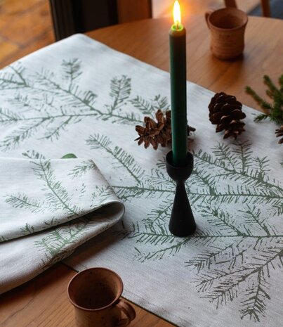 Lapuan Kankurit Lapuan Kankurit - Teemu Järvi Table Runner 46x150 needle branch green linen/cotton mix Lapuan Kankurit Lapuan Kankurit - Teemu Järvi Table Runner 46x150 needle branch green linen/cotton mix