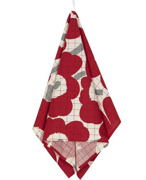 Marimekko Marimekko Pieni Unikko theedoek 43x70cm donker kersenrood grijs Marimekko Marimekko Pieni Unikko theedoek 43x70cm donker kersenrood grijs